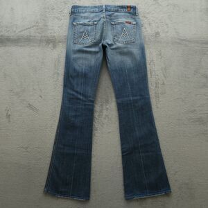 7 For All Mankind Jeans Womens 25 Low-Rise Bootcut Denim 33.5" Inseam Distressed